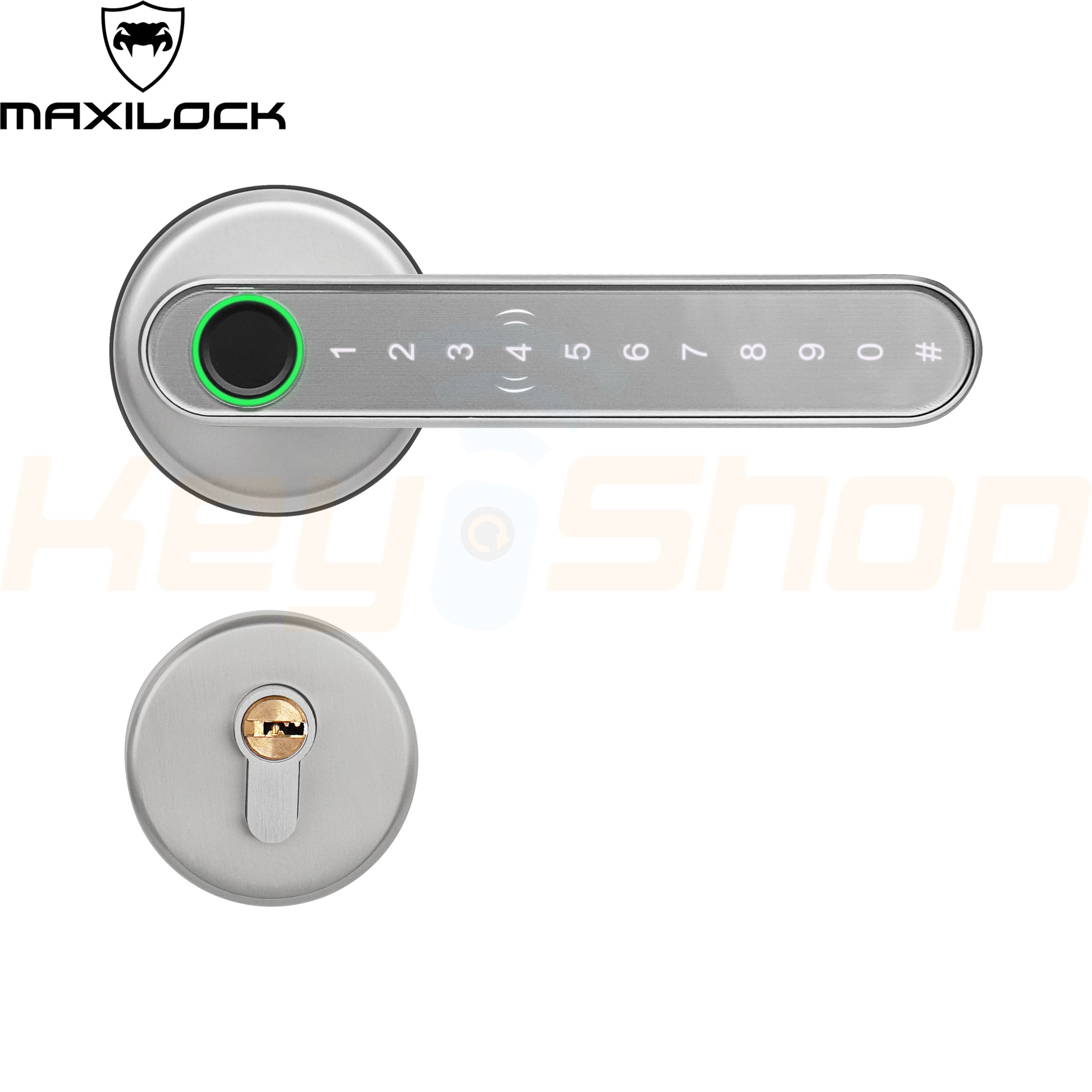 MAXILOCK H30-PRO - מנעול ידית ביומטרי חכם - טביעת אצבע, קוד, כרטיס, מפתח, ושליטה מאפליקציה (שחור / כסף)