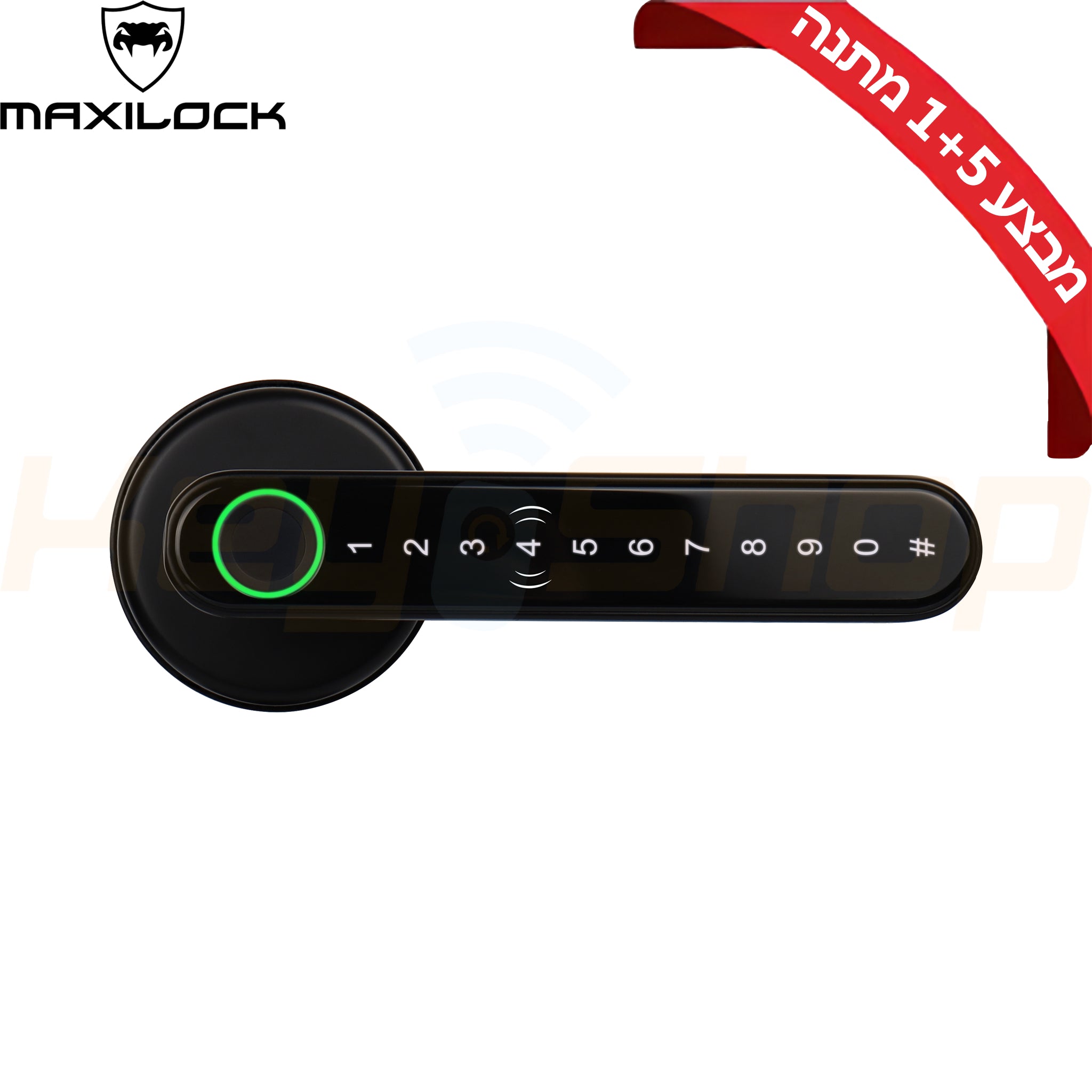 MAXILOCK H30-PRO - מנעול ידית ביומטרי חכם - טביעת אצבע, קוד, כרטיס, מפתח, ושליטה מאפליקציה (שחור / כסף)