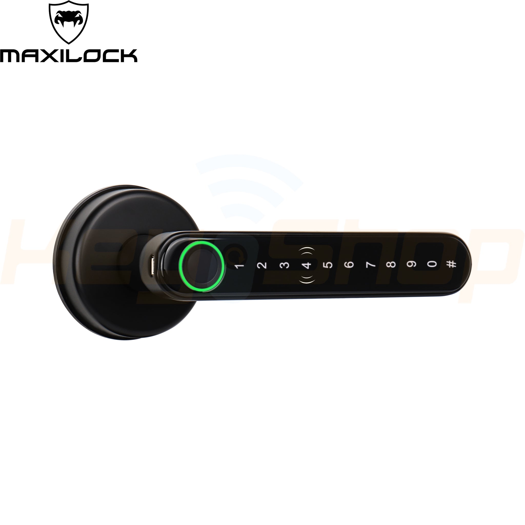 MAXILOCK H30-PRO - מנעול ידית ביומטרי חכם - טביעת אצבע, קוד, כרטיס, מפתח, ושליטה מאפליקציה (שחור / כסף)