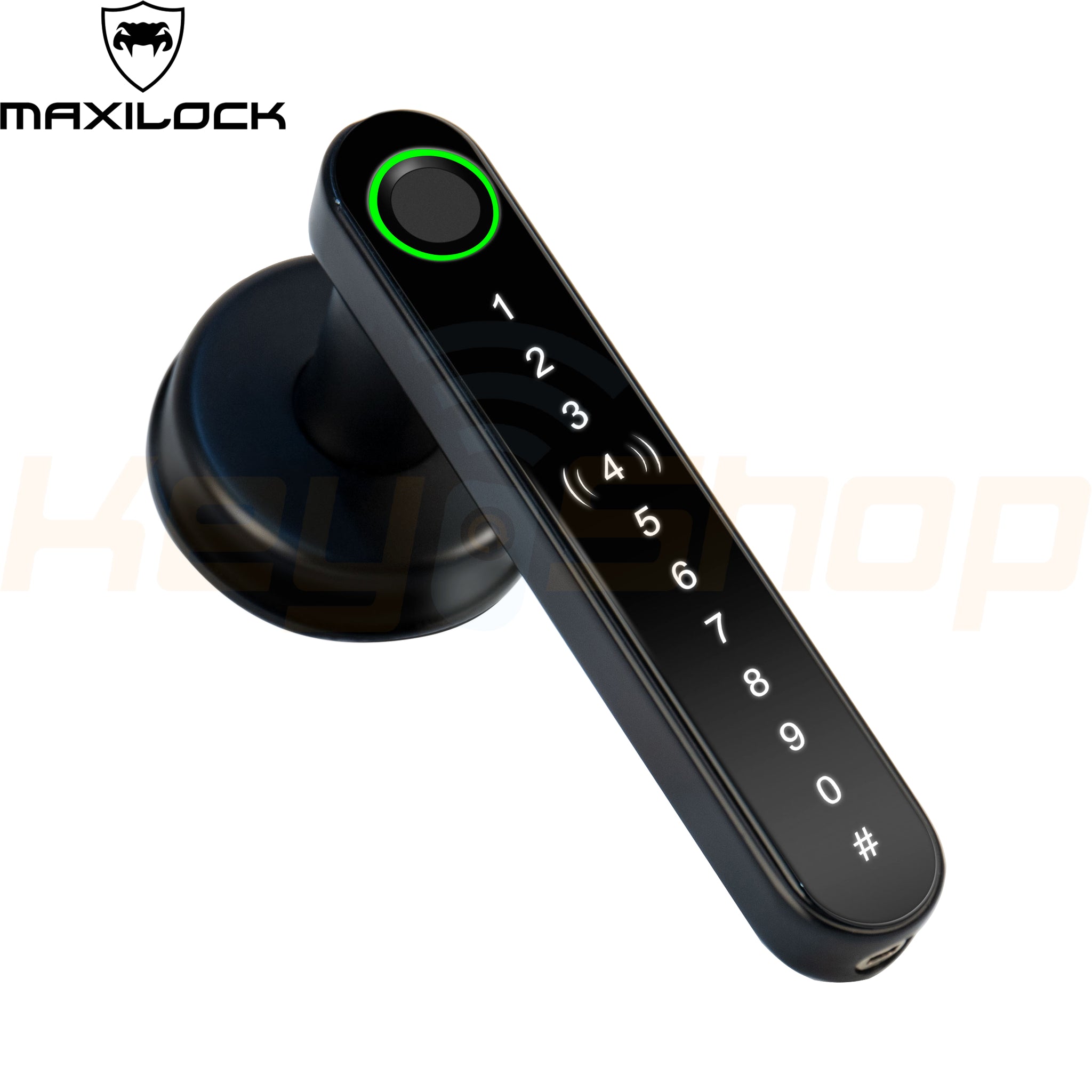 MAXILOCK H30-PRO - מנעול ידית ביומטרי חכם - טביעת אצבע, קוד, כרטיס, מפתח, ושליטה מאפליקציה (שחור / כסף)