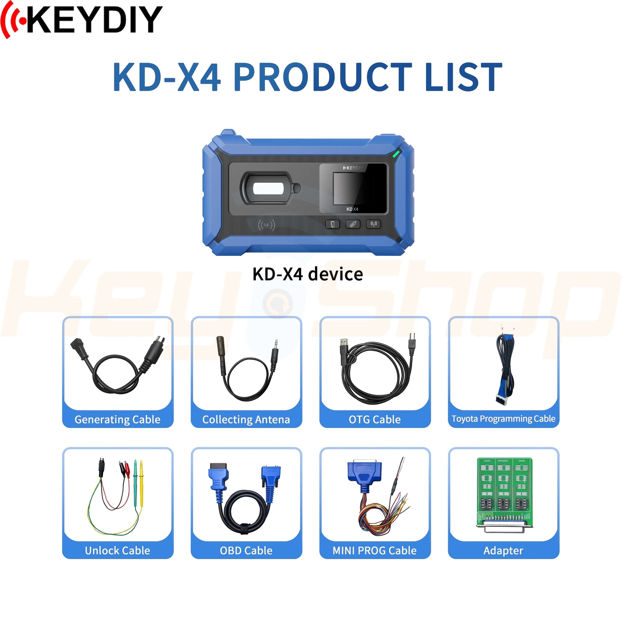 KEYDIY KD-X4: מכשיר קידוד והכנת שלטים אוניברסליים קיידי - מתמחה בטויוטה, אופנועים ופולקסווגן - כולל MQB
