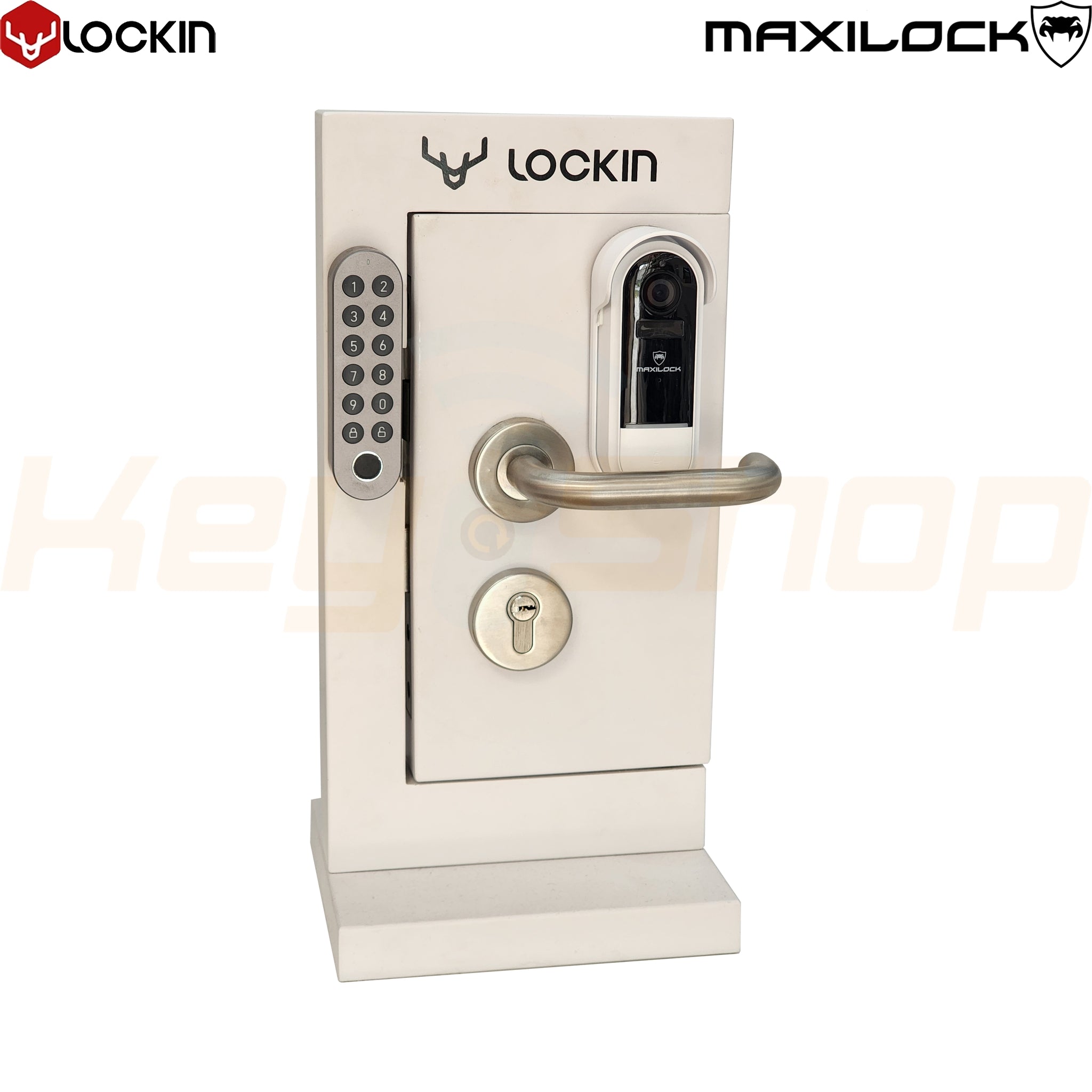 דלתית LOCKIN - מיני-דלת להצגת מנעול לוקאין G30 ומצלמת מקסילוק (דלת ידית עם צילינדר בלבד)