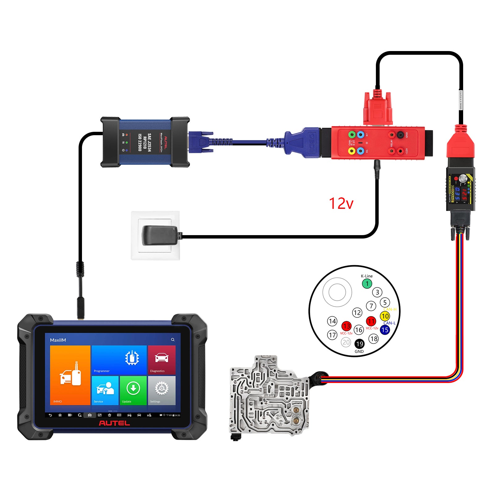 כבל HKSF411 - GODIAG G-A ECU TCU - מתאם Autel IM508 / IM608 המאפשר שימוש במכשיר GT107 לקריאת מחשבי מנוע וגיר