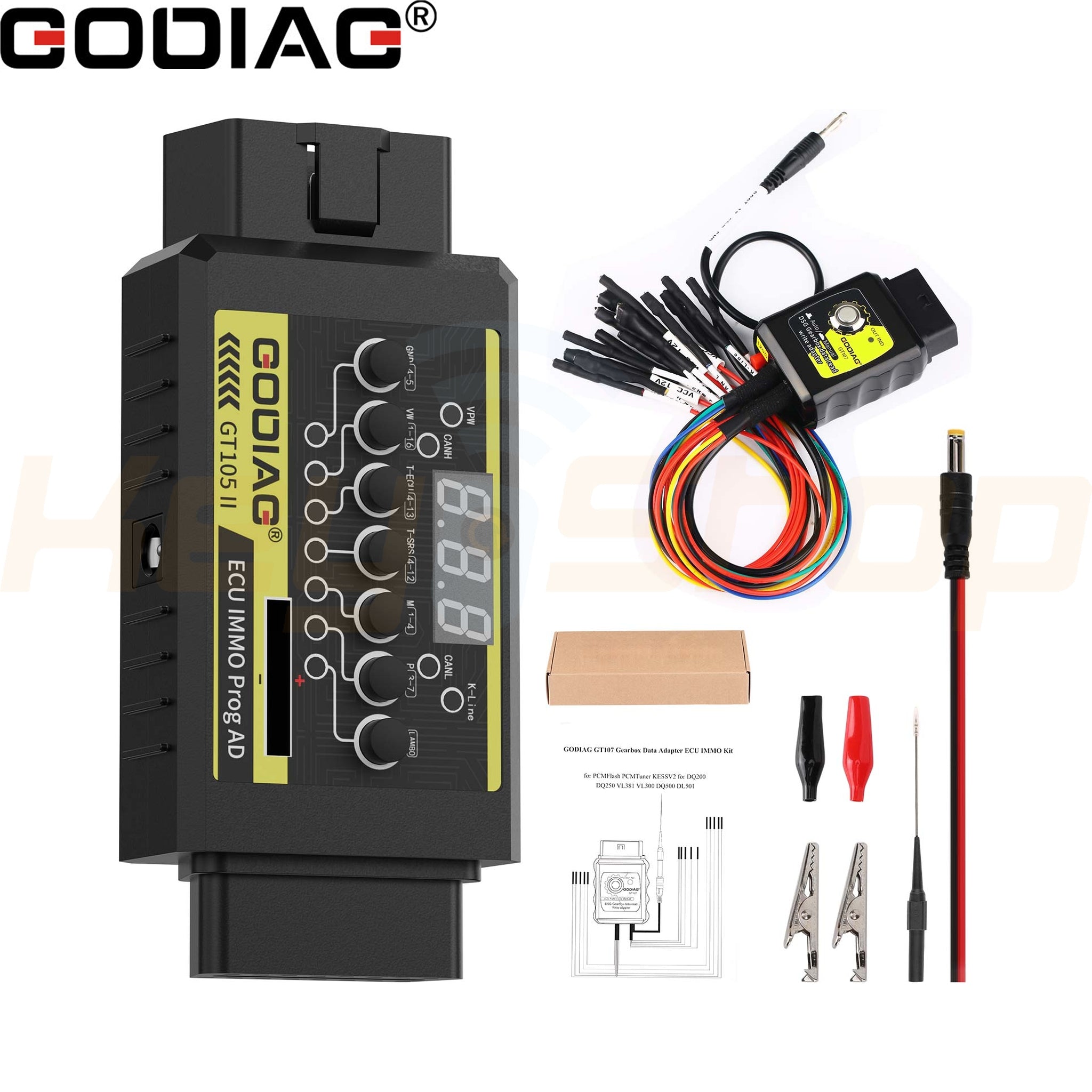 GT107 + GT105 II GODIAG: מתאם OBD לקידוד מפתחות ויחידות הילוכים - במיוחד ל-VAG ומיצובישי (HKSE161-C)