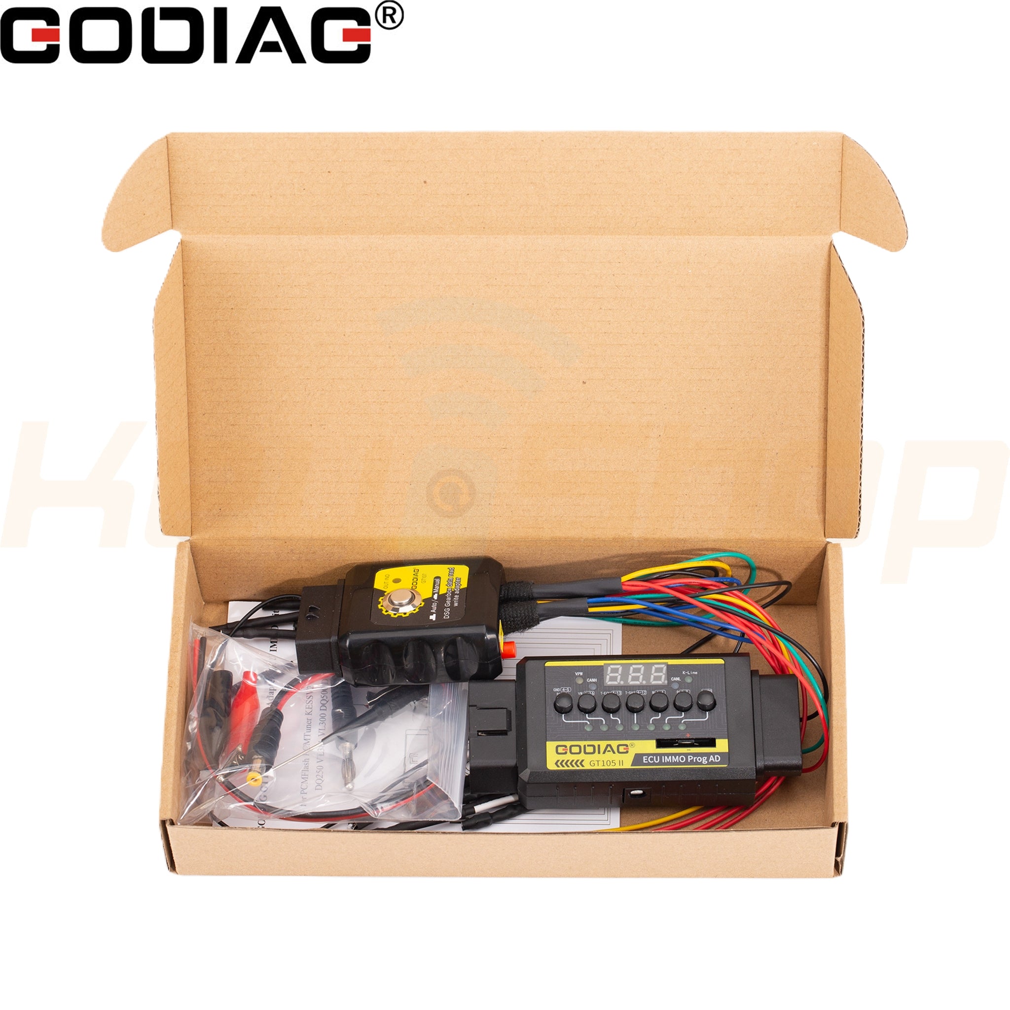 GT107 + GT105 II GODIAG: מתאם OBD לקידוד מפתחות ויחידות הילוכים - במיוחד ל-VAG ומיצובישי (HKSE161-C)