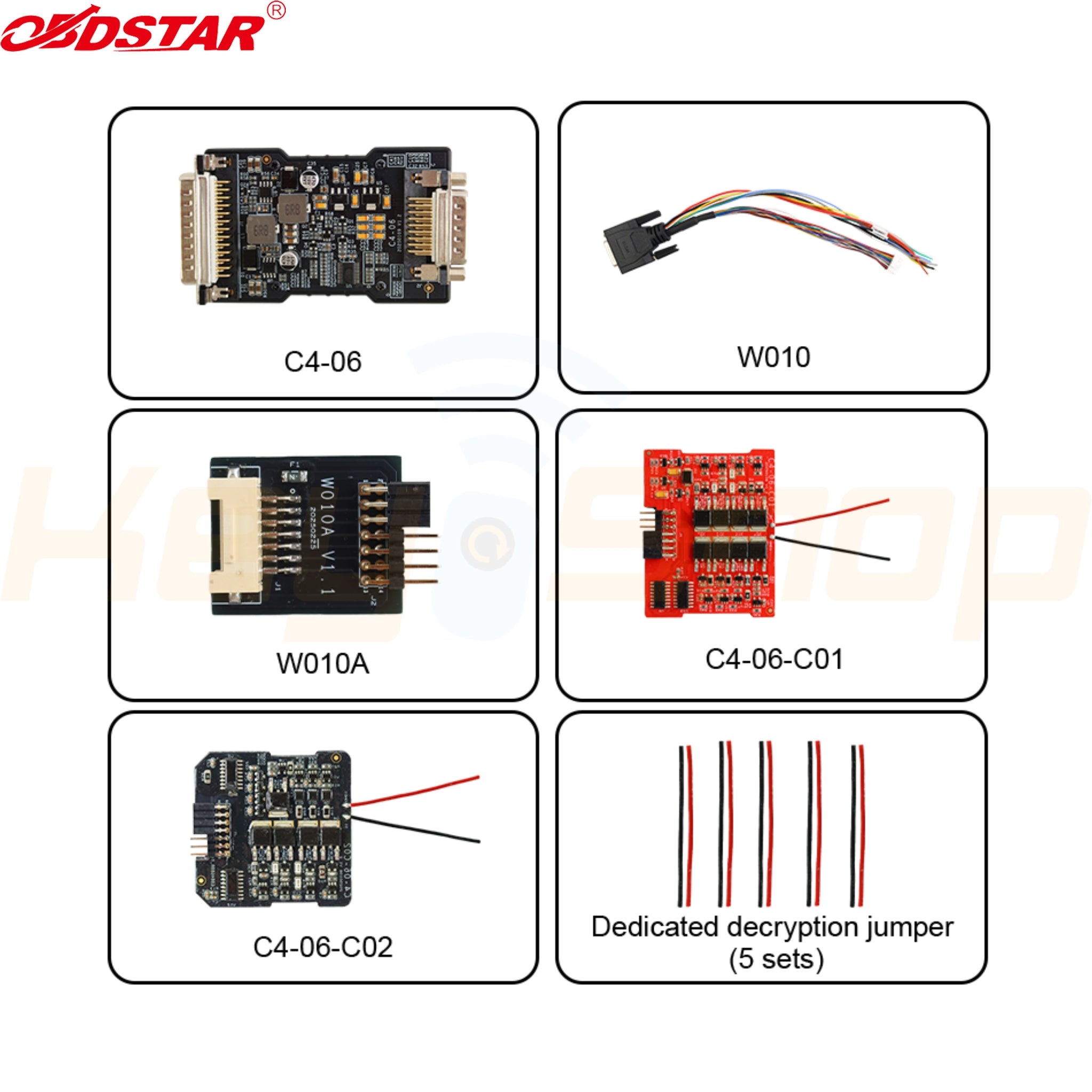OBDSTAR KeyMaster G3: RH850 / V850 ערכת מתאמים בסיסית - תומכת ב-VW MQB, פורד, ניסאן, FCA ואיפוס כריות אוויר