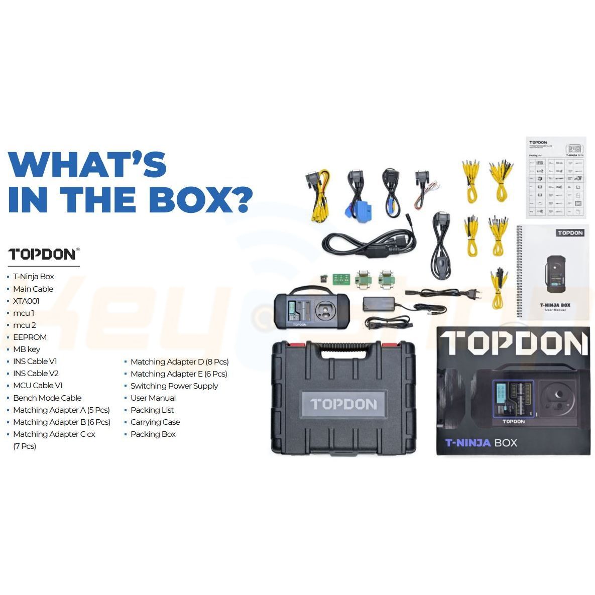 TOPDON T-Ninja Box - מכשיר לקידוד מפתחות, שכפול מחשבי רכב ECU/TCU, קריאת רכיבי זיכרון MCU/EEPROM