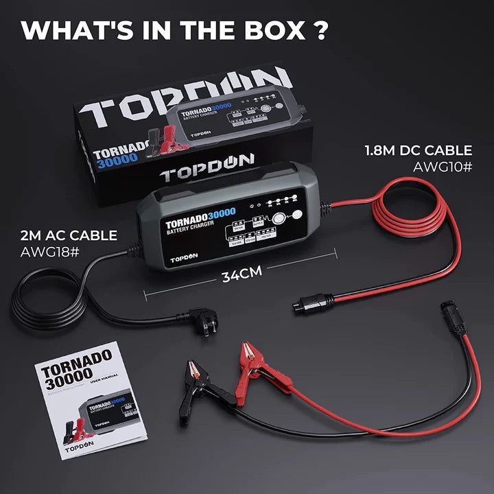 TOPDON - TORNADO T30000 - ספק כוח ומטען מצברים/סוללות מקצועי - 12V/24V 360W