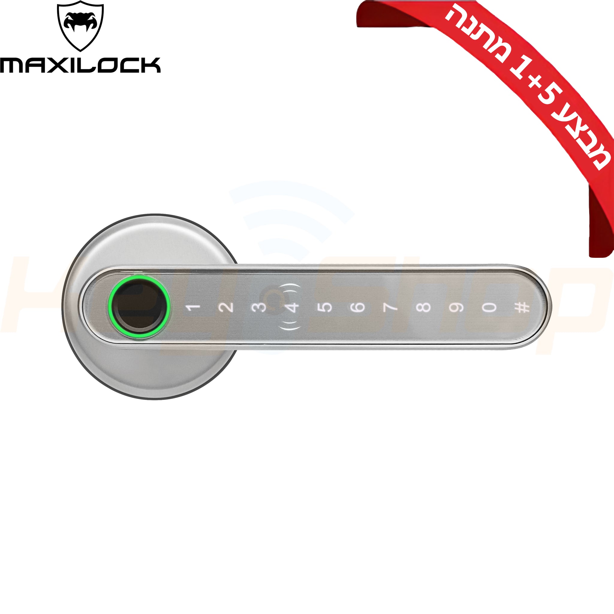 MAXILOCK H30-PRO - מנעול ידית ביומטרי חכם - טביעת אצבע, קוד, כרטיס, מפתח, ושליטה מאפליקציה (שחור / כסף)