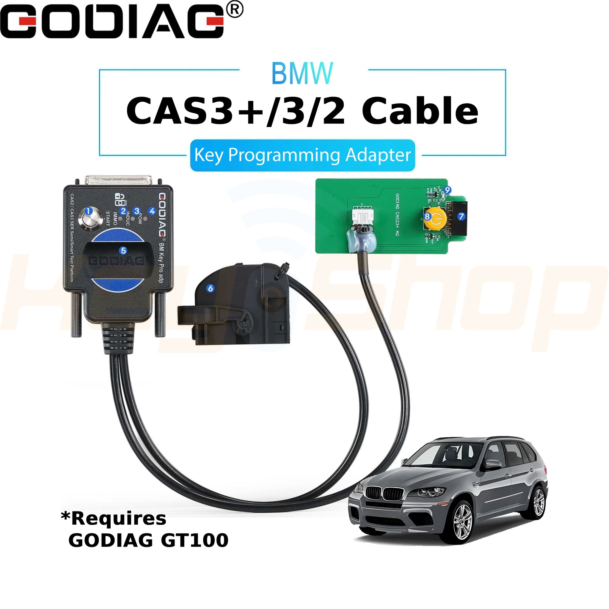 GODIAG BMW CAS3+ / 3 / 2: כבלי פלטפורמה שולחנית לקידוד מפתחות ודיאגנוסטיקה - תוסף עבור GT100+ (HKSK421)