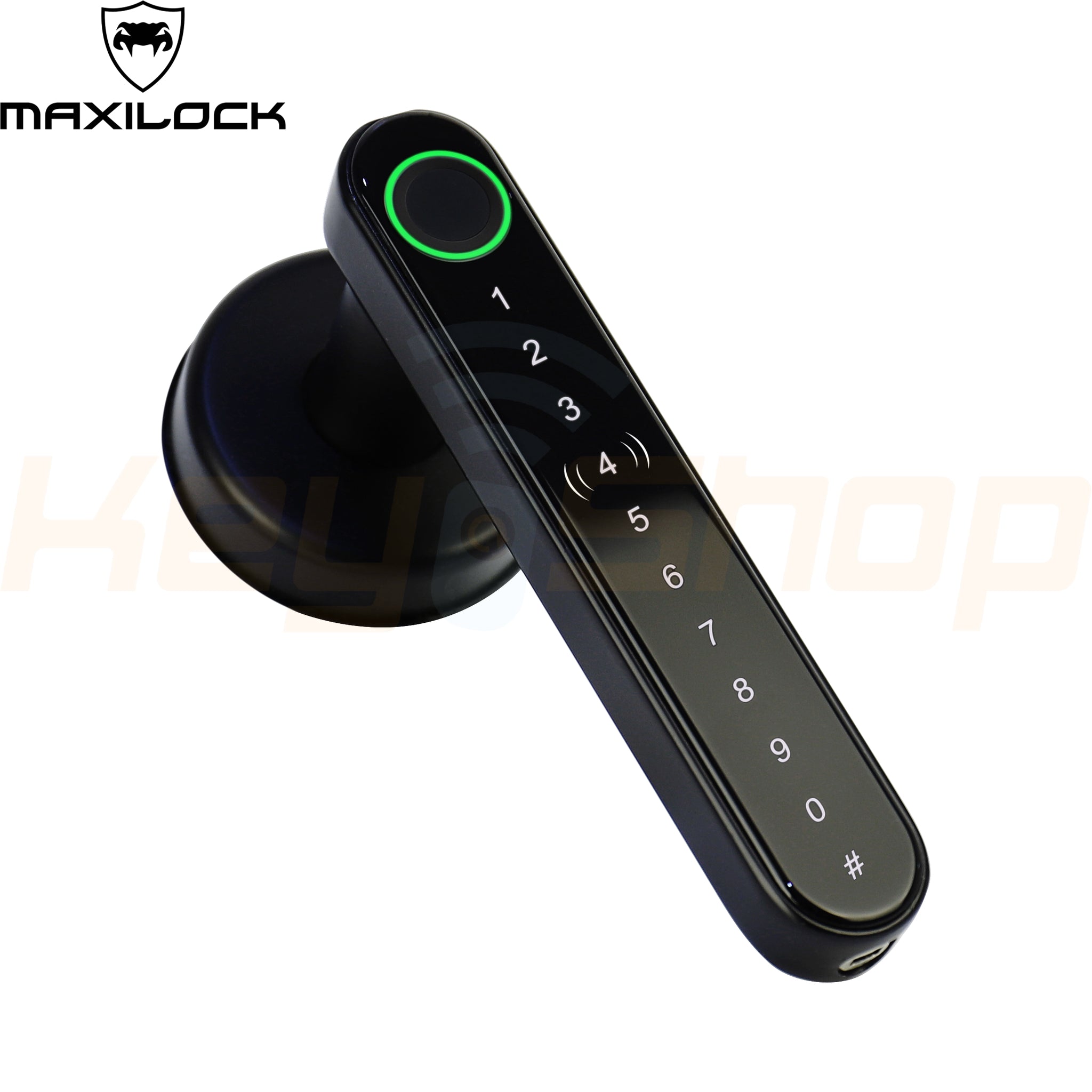 MAXILOCK H30-PRO - מנעול ידית ביומטרי חכם - טביעת אצבע, קוד, כרטיס, מפתח, ושליטה מאפליקציה (שחור / כסף)