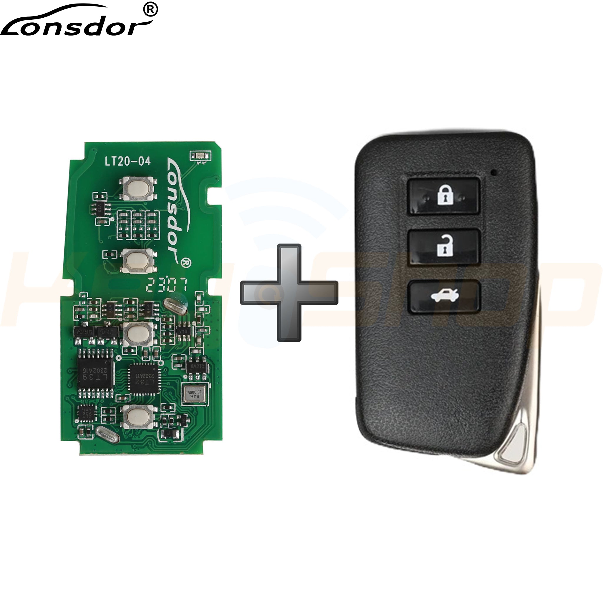 קומבו: שלט לונסדור LT20-04 + מארז לקסוס FBB 3 לחצנים TRUNK