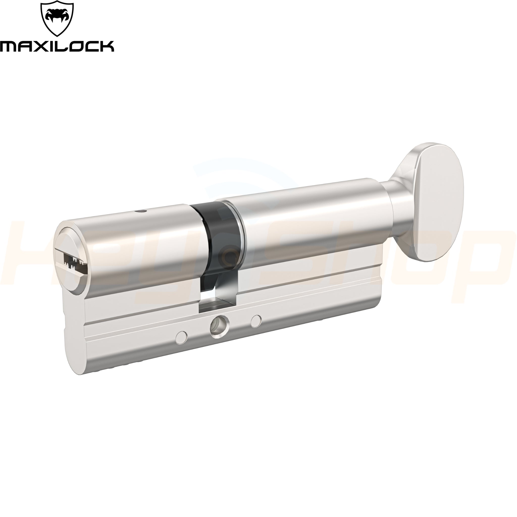 MAXILOCK SLIDER: - צילינדר - 80מ"מ - פטנט סליידר - 40+40-T לשון + כפתור (עם 5 מפתחות)