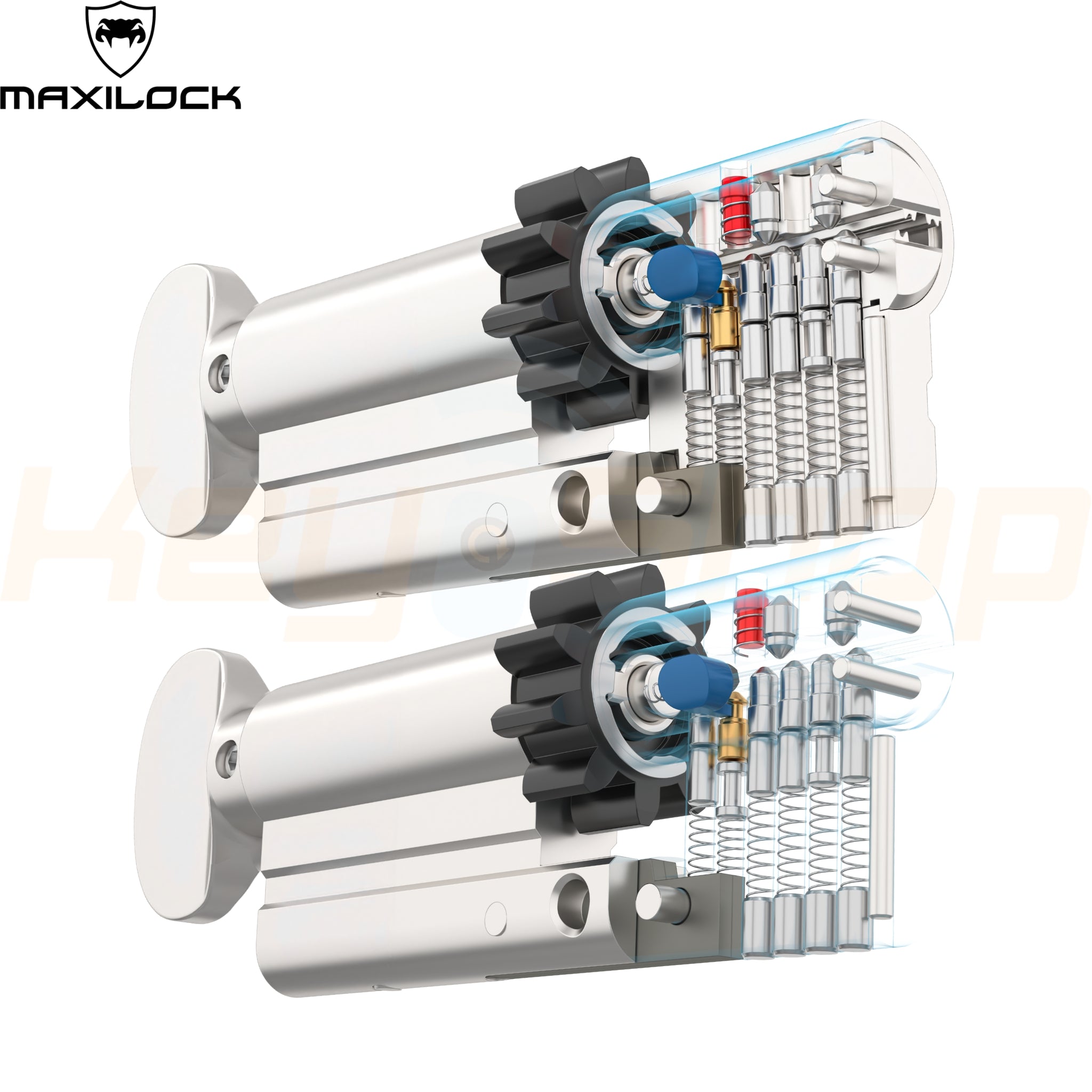MAXILOCK SLIDER: - צילינדר - 81מ"מ - פטנט סליידר - 48+33-T גלגל + כפתור (עם 5 מפתחות)