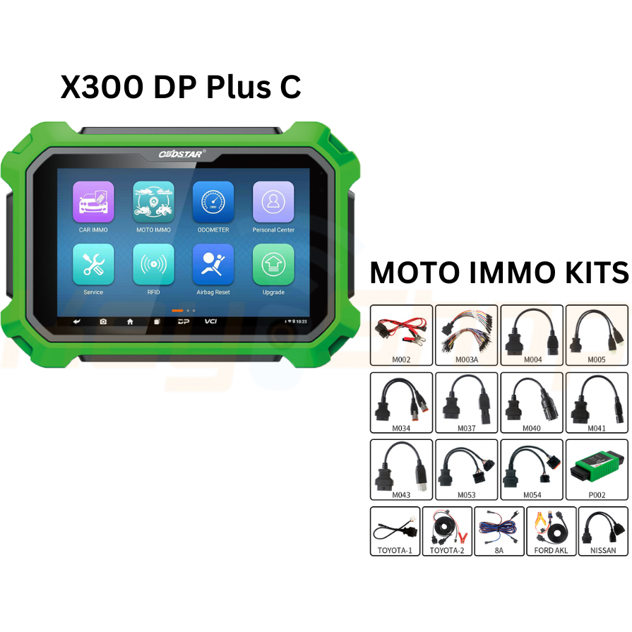 מכשיר קידוד דיאגנוסטי- OBDSTAR X300 DP PLUS (קונפיגורציה C) עם כל הכבלים והמתאמים למפתחות לאופנועים (סט 1)
