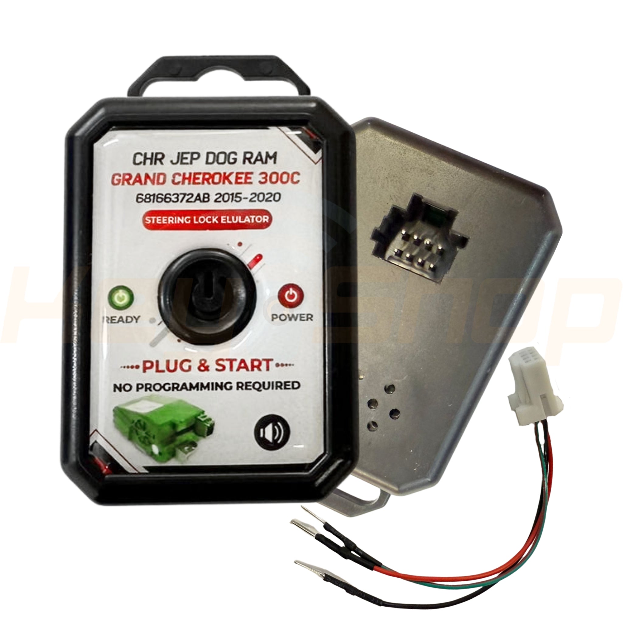 אימולטור מנעול הגה - Grand Cherokee / Chrysler 300C עם מפתח חכם (כפתור התנעה) - 20-15 - K - כולל רעש נעילה