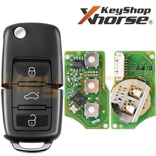 מפתח שלט קופץ אוניברסלי חוטי אקסהורס-סטייל סקודה/פולקסווגן/סיאט | 3-לחצנים | XKB501 | VVDI