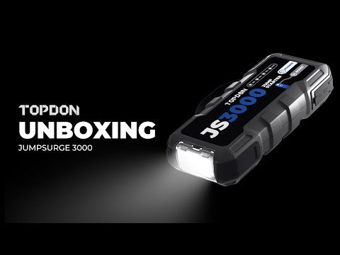 TOPDON - JumpSurge 3000 - בוסטר התנעה ומטען ליטיום נייד - פונקציית הנעה מהירה - עם פנס - 12V