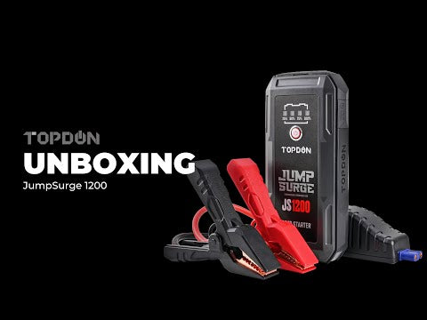 TOPDON - JumpSurge 1200 - בוסטר התנעה ומטען ליטיום נייד - פונקציית הנעה מהירה - עם פנס - 12V