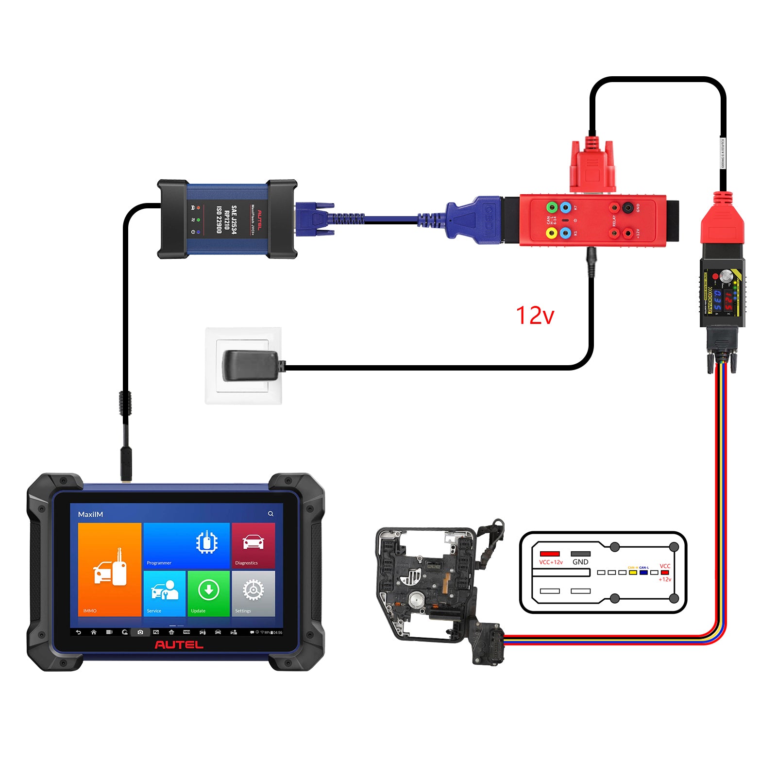 כבל HKSF411 - GODIAG G-A ECU TCU - מתאם Autel IM508 / IM608 המאפשר שימוש במכשיר GT107 לקריאת מחשבי מנוע וגיר