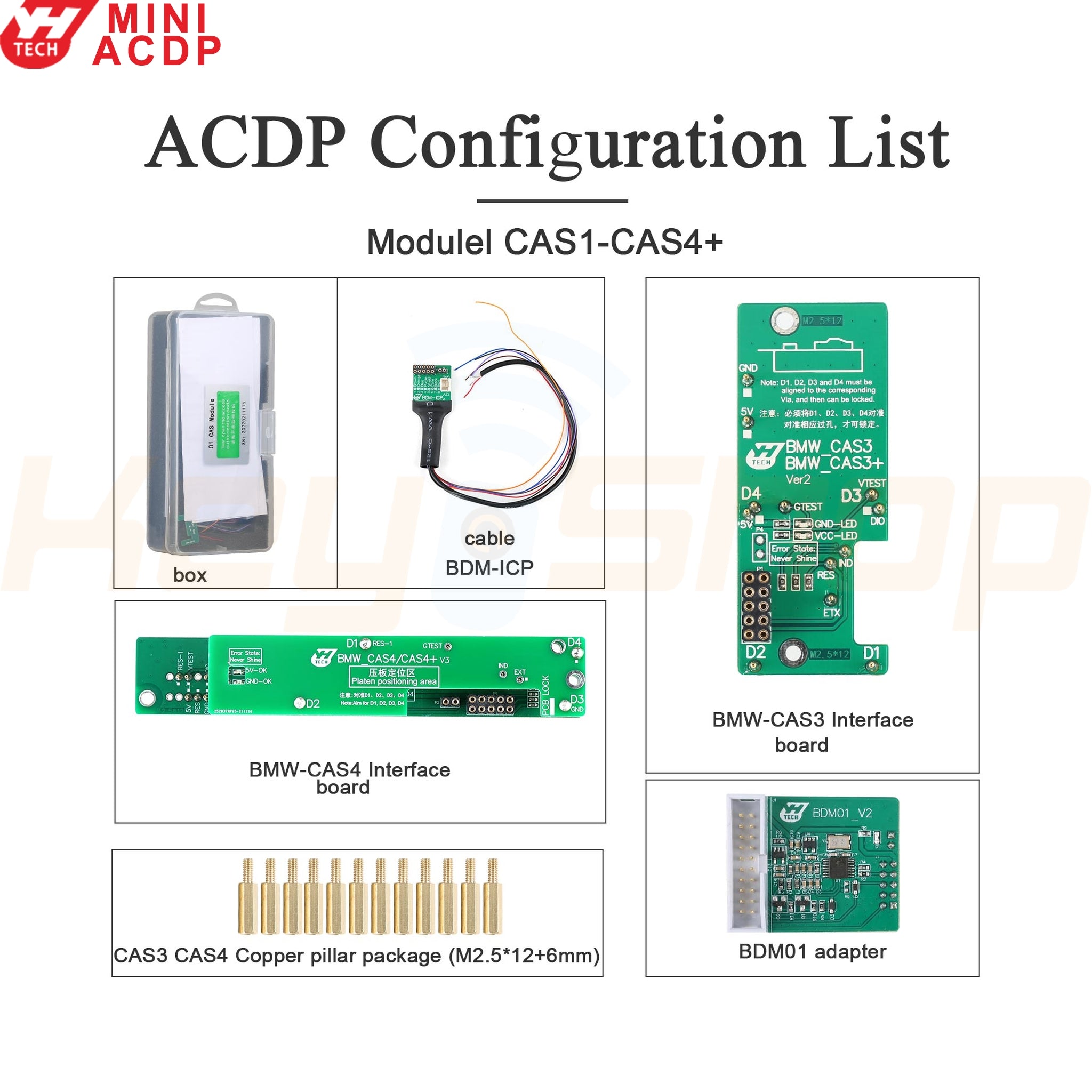 ACDP מודול 1: CAS1-CAS4+ 2004-2018 BMW קידוד מפתחות ותיקון קילומטארז' ל-ב.אמ.וו ו-מיני + רישיון A500