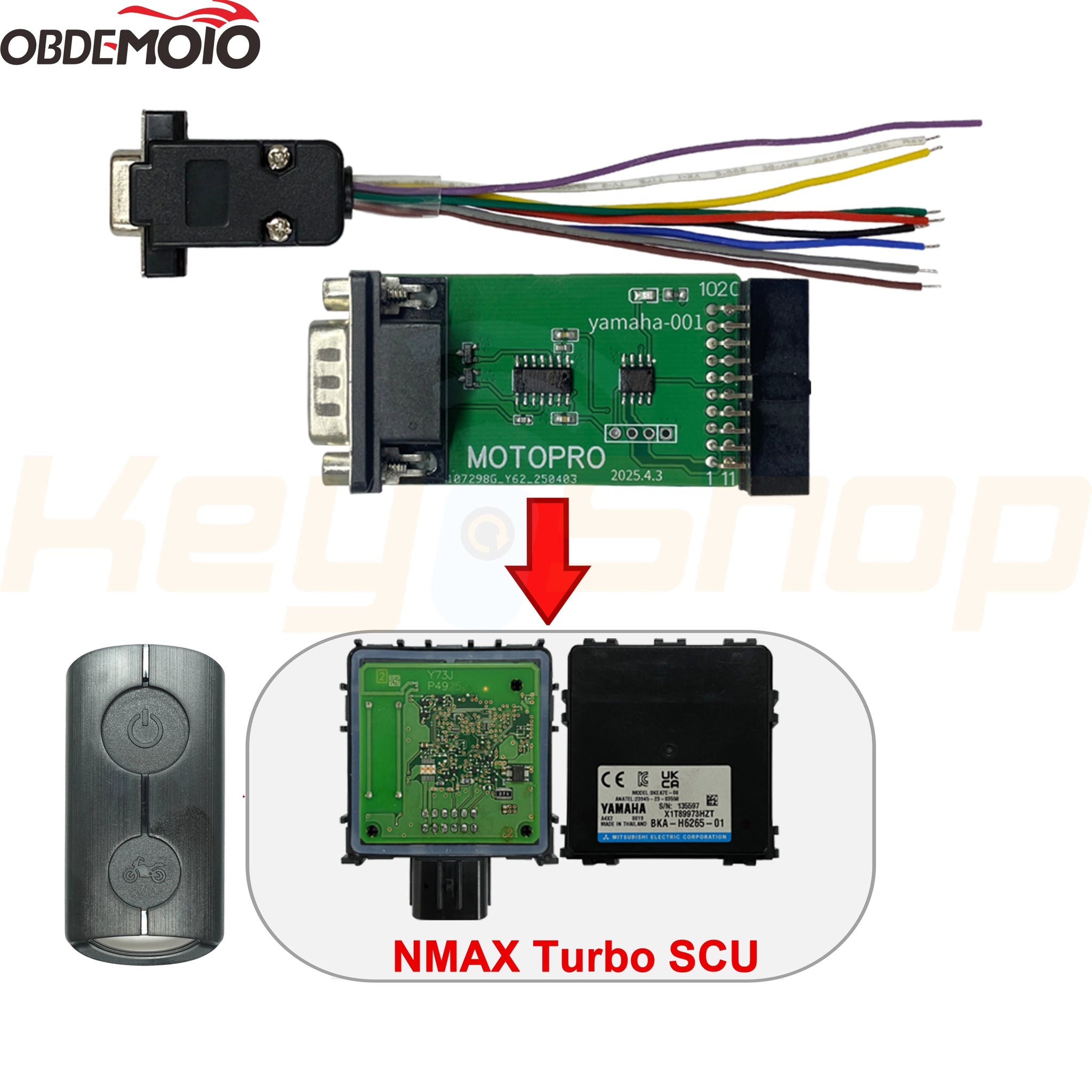 מתאם MOTOPRO YAMAHA-001: לקידוד ימאהה 2023+ NMAX/XMAX Turbo - SCU 2025 BKA / BSS/ BLV -H625-XX