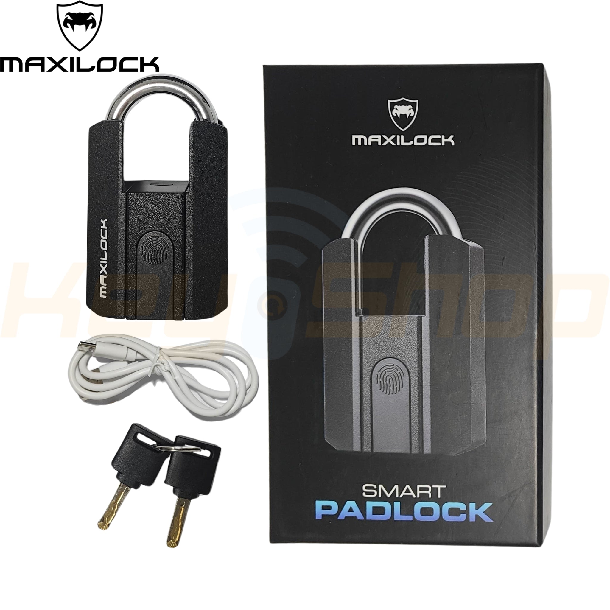 MAXILOCK PADLOCK P30 - מנעול תליה חכם מאובטח  - טביעת אצבע שליטה מאפליקציה ומפתחות חירום