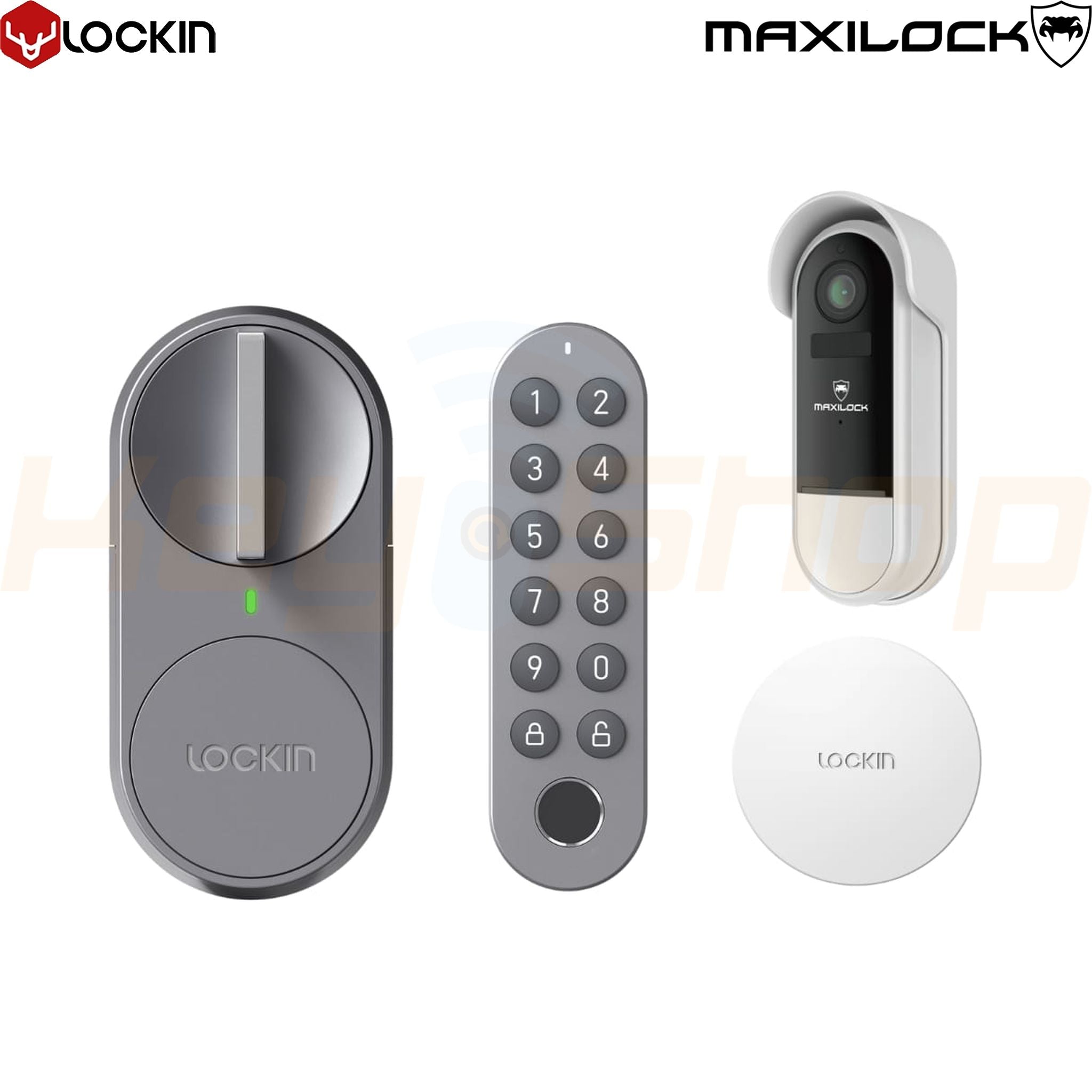 באנדל מבצע מיוחד: מנעול חכם G30 מבית LOCKIN + מצלמת פעמון דלת PRO 5MP חכמה מבית MAXILOCK