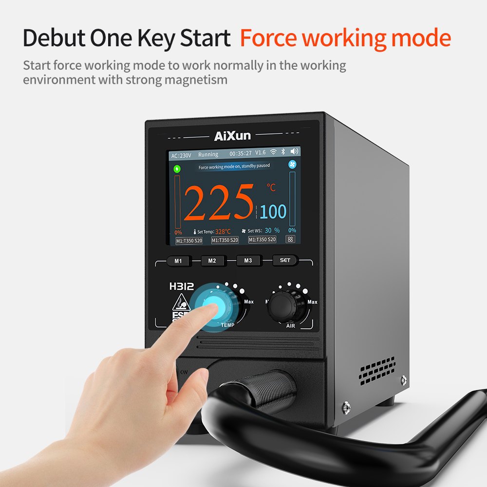 AiXun H312 – תחנת אוויר חם חכמה 1400W עם WiFi ו-Bluetooth