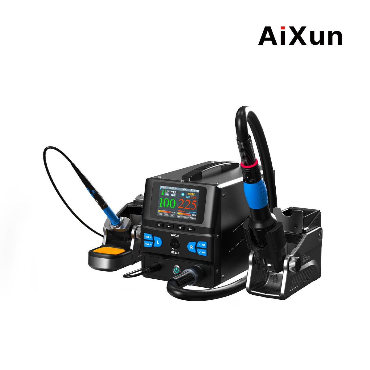 AiXun HT316 – תחנה 2 ב-1: אוויר חם 1400W ומלחם מדויק