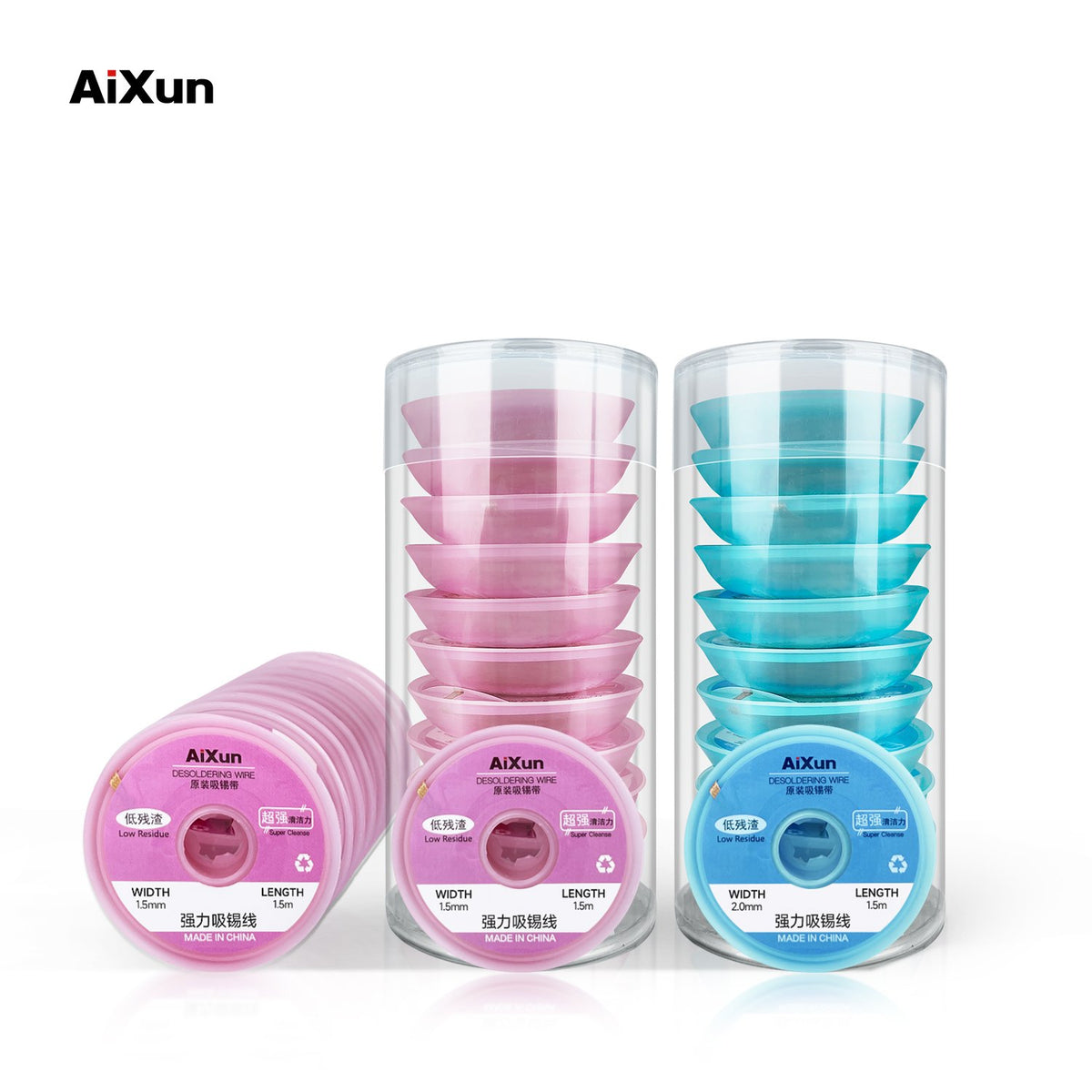 AiXun – פתיל הסרת בדיל חזק (Solder Wick) – שפופרת 10 גלילים