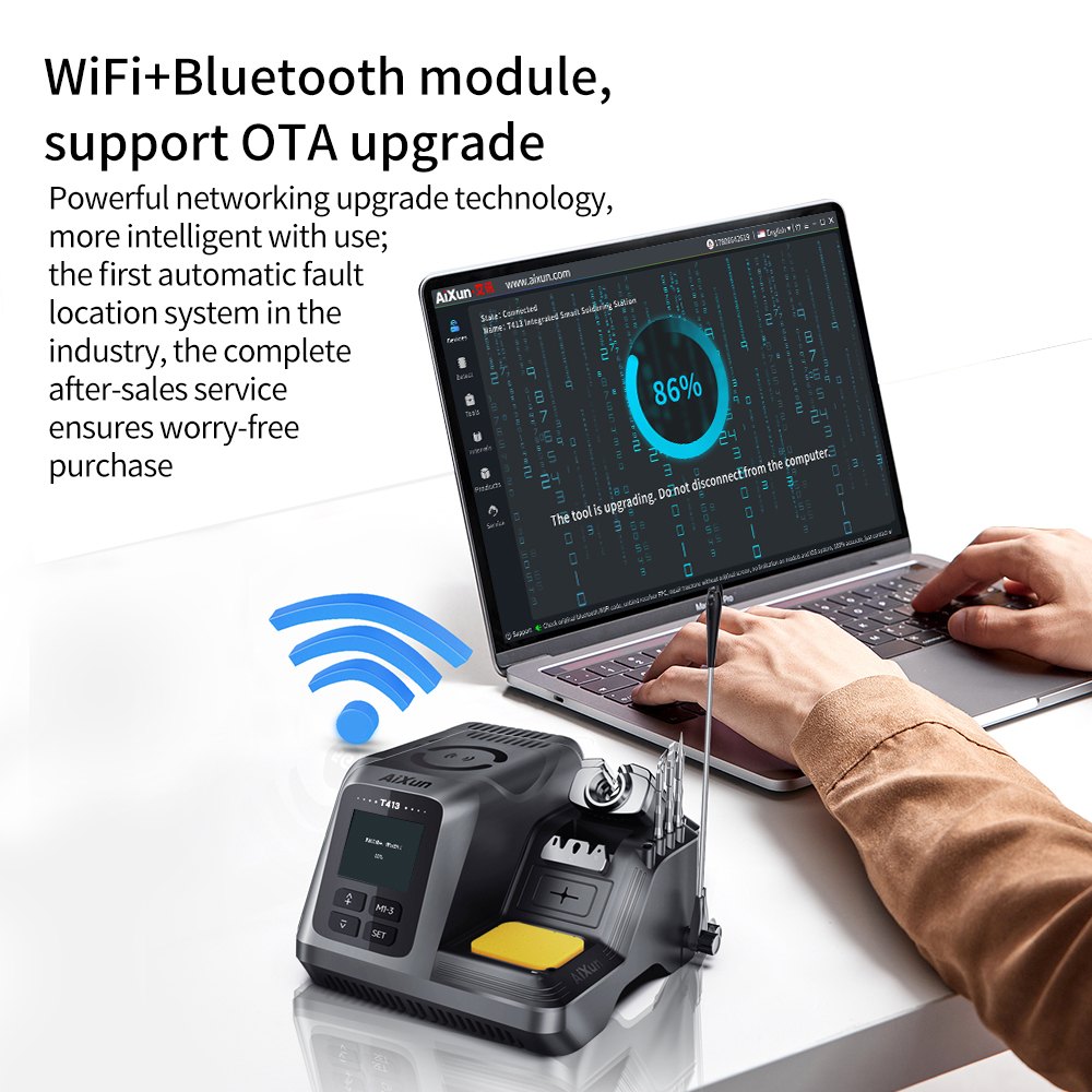 AiXun T413 – תחנת הלחמה חכמה משולבת 200W (ידית T245)