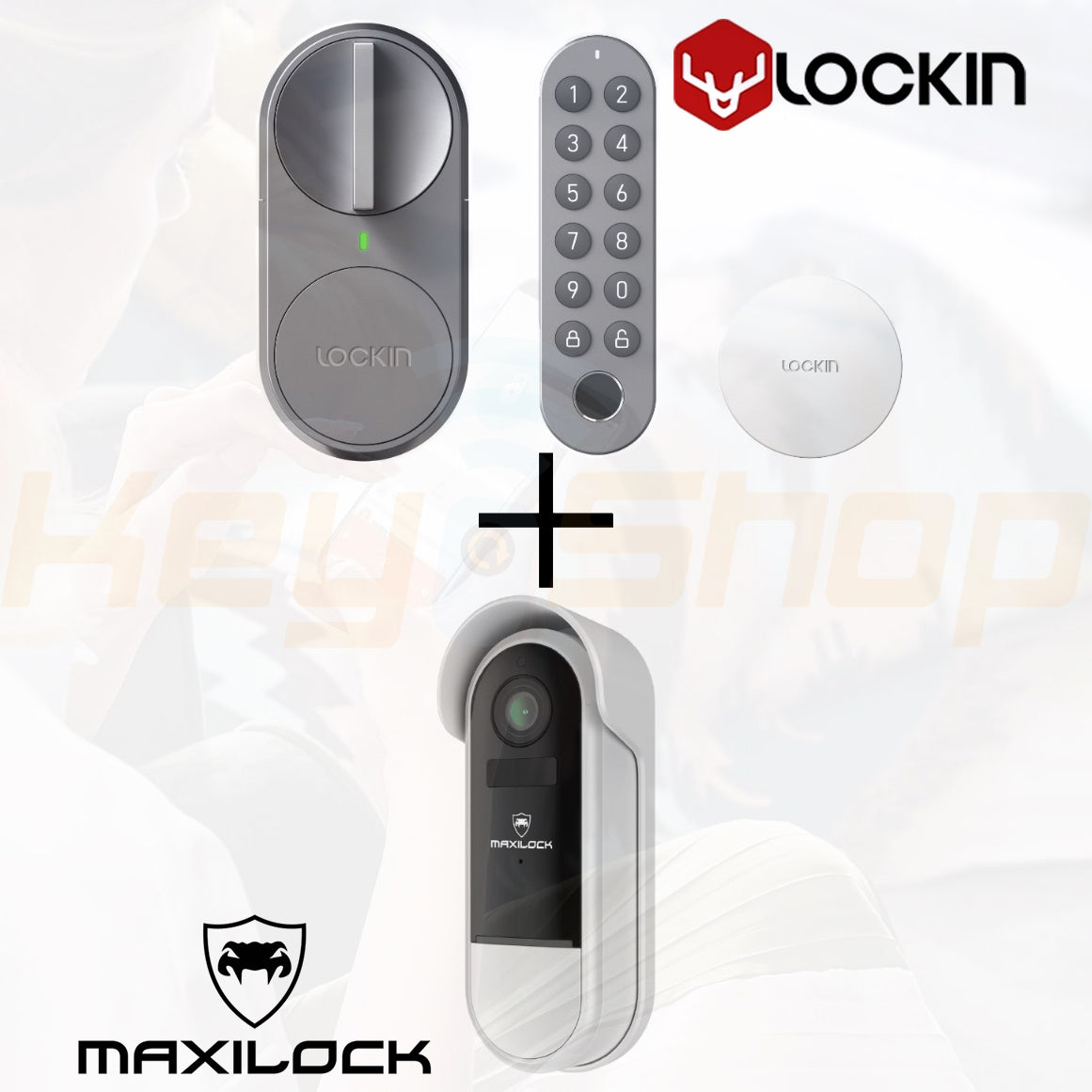 באנדל מבצע מיוחד: מנעול חכם G30 מבית LOCKIN + מצלמת פעמון דלת PRO 5MP חכמה מבית MAXILOCK